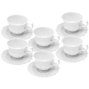 18093 CONJUNTO 6 XICARAS DE CAFE COM PIRES FANCY BRANCO 90ML