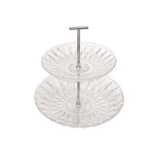 220619 PORTA DOCES DE VIDRO 2 ANDARES DIAMOND 25CM