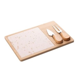220448 CONJ 4 PCS PARA QUEIJO COM BANDEJA E TABUA BAMBU TERRAZO