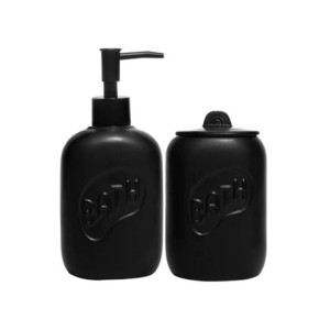 220582 CONJ 2 PEÇAS PARA BINHEIRO DE CERAMICA LETTERS PRETO