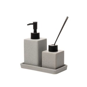 220908 CONJ 3 PECAS PARA BANHEIRO GRANILITE QUADRATTO CINZA CERAMICA