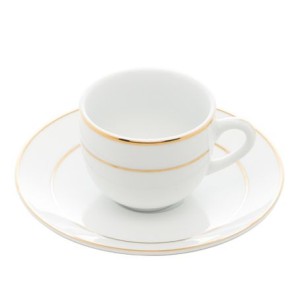 18085 CONJ 6 XICARAS DE CAFE 100ML C/PIRES E FIO DE OURO MONACO BRANCO