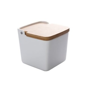 5776 SALEIRO DE MESA C/TAMPA DE BAMBU BIANCO 12X12CM