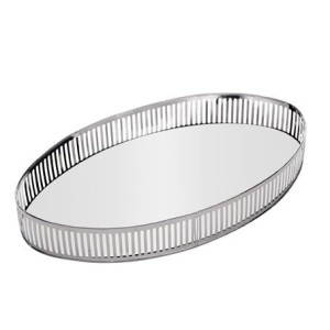 220782 BANDEJA COM ESPELHO BERLIN PRATEADA 32X17X5CM