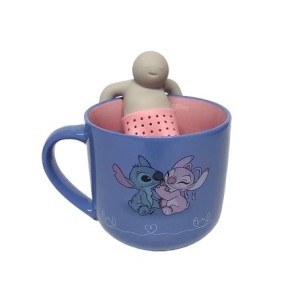 10026382 CANECA 350ML C/INFUSOR P/ CHA STITCH E ANGEL NAMORADOS