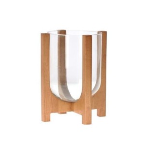 19876 VASO EM VIDRO E MADEIRA