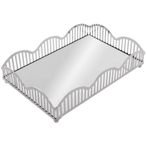 221015 BANDEJA COM ESPELHO WAVE 21X14X4CM PRATEADA METAL