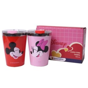 10026394 KIT COPO VIAGEM SNAP 300ML MICKEY E MINNIE NAMORADOS