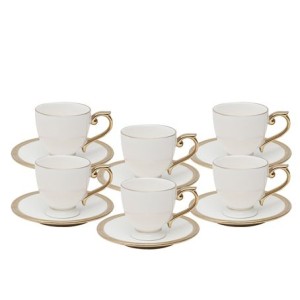 18055 CONJ 6 XICARAS CAFE C/PIRES PADDY BRANCO 90ML