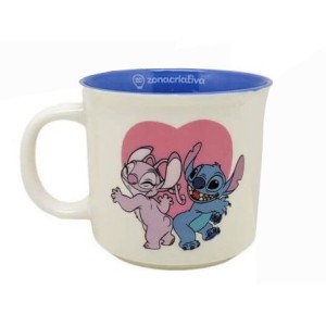 10026385 CANECA TOM 350ML STITCH E ANGEL NAMORADOS