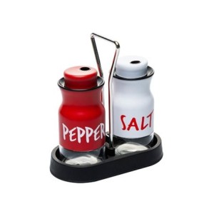 21090 CONJUNTO 3PCS SALEIRO E PIMENTEIRO C/SUPORTE 130ML
