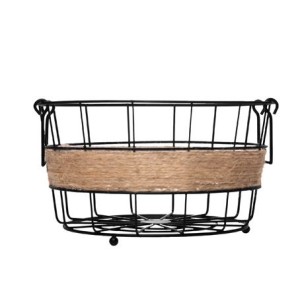 21339 FRUTEIRA COM DETALHES EM BARBANTE 22X12CM PRETO