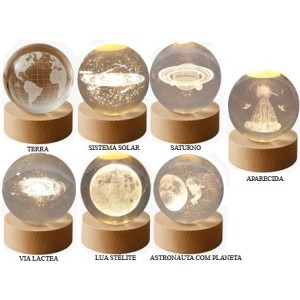 ZRSJ-D80-3/5/6/7/13/12/14 LUMINARIA BOLA CRISTAL TERRA/LUA APARECIDA ETC