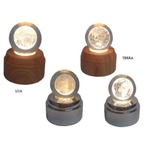 ZRSJ-D03-N/D13-N LUMINARIA MESA BOLA CRISTAL 3D GIRATORIA TERRA/LUA SATELITE