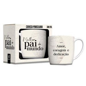 14754 CANECA PORCELANA URBAN 300ML PAI AMOR E CORAGEM