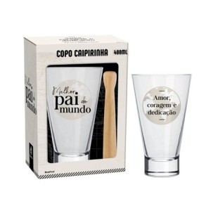 14750 COPO CAIPIRINHA COM SOCADOR LONG PAI AMOR E CORAGEM 400ML