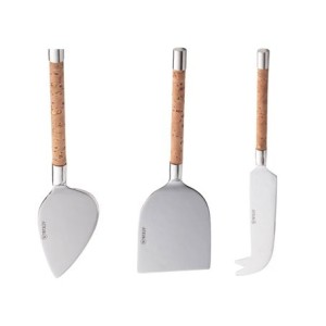 71847 CONJ 3 PECAS PARA QUEIJO DE ACO INOX COM CABO DE CORTICA