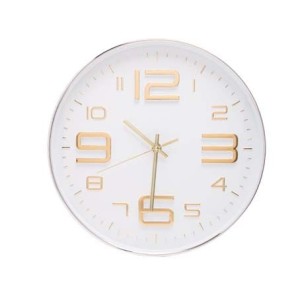 2750 RELOGIO DE PAREDE EM PLASTICO BRANCO C/DOURADO 30,5X4,3CM