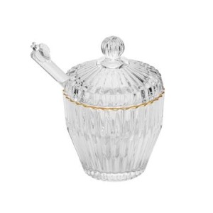 21134 MELEIRA COM PEGADOR E TAMPA IMPERIO COM FIO DE OURO 8X8X11CM