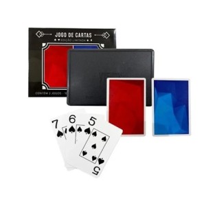 PPC-513 JOGO DE CARTAS PLASTICAS AZUL/VINHO NAIPE GRANDE