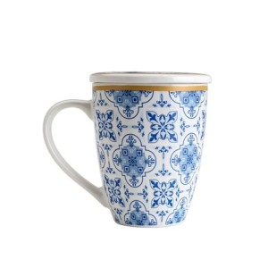 2278 CANECA SUPER WHITE C/TAMPA E FILTRO LISBOA AZUL/BRANCA 310ML