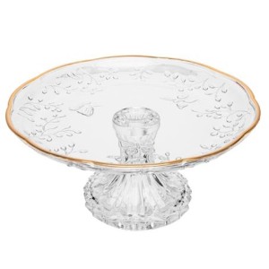 221224 PRATO PARA BOLO COM PE NEW BUTTERFLY COM FIO DE OURO 26,5X27X12CM