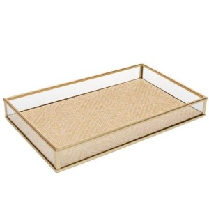 61943 BANDEJA DECORATIVA TOSCANA 20X10X3CM DOURADA METAL