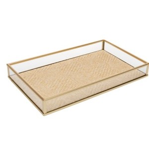 61944 BANDEJA DECORATIVA TOSCANA 25X15X3CM DOURADA METAL