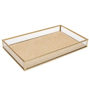 61945 BANDEJA DECORATIVA TOSCANA 30X20X3CM DOURADA METAL