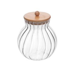 20558 POTE DE VIDRO COM TAMPA DE BAMBU CLASSIC 1,7L