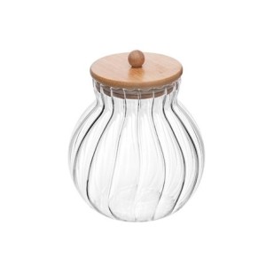 20560 POTE DE VIDRO COM TAMPA DE BAMBU CLASSIC 450ML