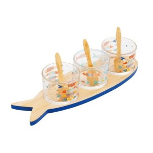 21008 C0NJ 3 PETISQUEIRAS COM BANDEJA DE BAMBU IKI