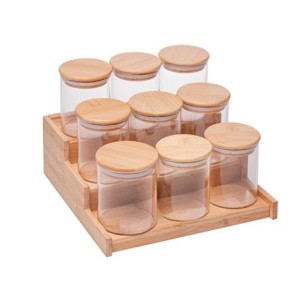 21467 CONJUNTO 9 PORTA MANTIMENTOS COM TAMPA E SUPORTE DE BAMBU 22,5X22X8,5CM WOLFF