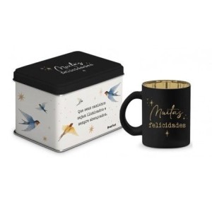 14853 CANECA VIDRO DIAMOND METALIC LATA CAMINHOS SEJAM ILUMINADOS