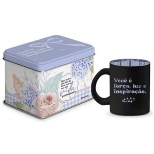 14854 CANECA VIDRO DIAMOND METALIC LATA VOCE E FORCA