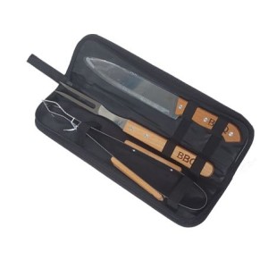 CA12712 KIT CHURRASCO 4PCS  ESTOJO PRETO 10X35CM