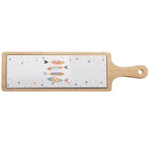 21010 CONJ 2 PECAS TABUA COM BANDEJA DE BAMBU IKI 44X12X1CM