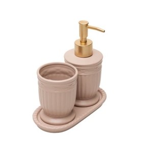 222103  CONJUNTO 3 PECAS PARA BANHEIRO GREECE 200ML BEGE