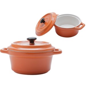 35534 MINI CACAROLA PORC BLACK LID LARANJA